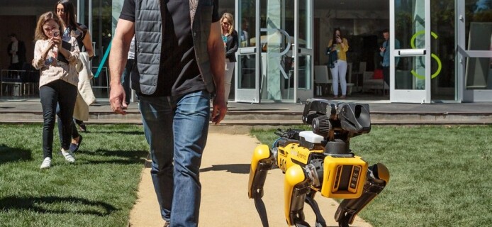 Jeff Bezos and his new dog from Boston Dynamics