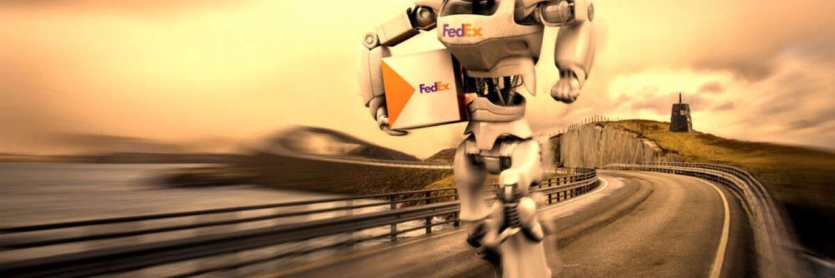 Робот FedEx, который умеет прыгать и подниматься по лестнице