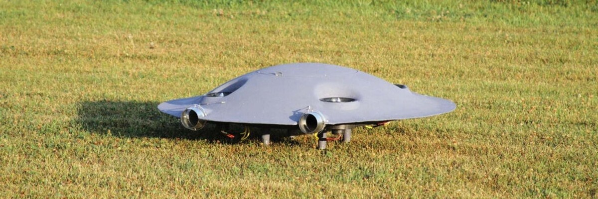 A full-sized flying saucer prototype created in Romania