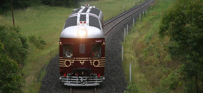 An old train was converted into modern solar powered transport