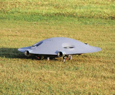 A full-sized flying saucer prototype created in Romania