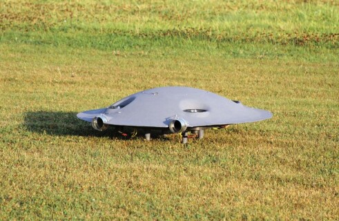 A full-sized flying saucer prototype created in Romania