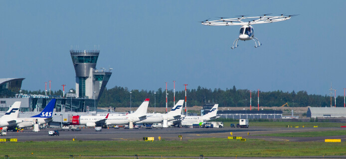 Volocopter 2X air taxi makes test flight in Helsinki Airport