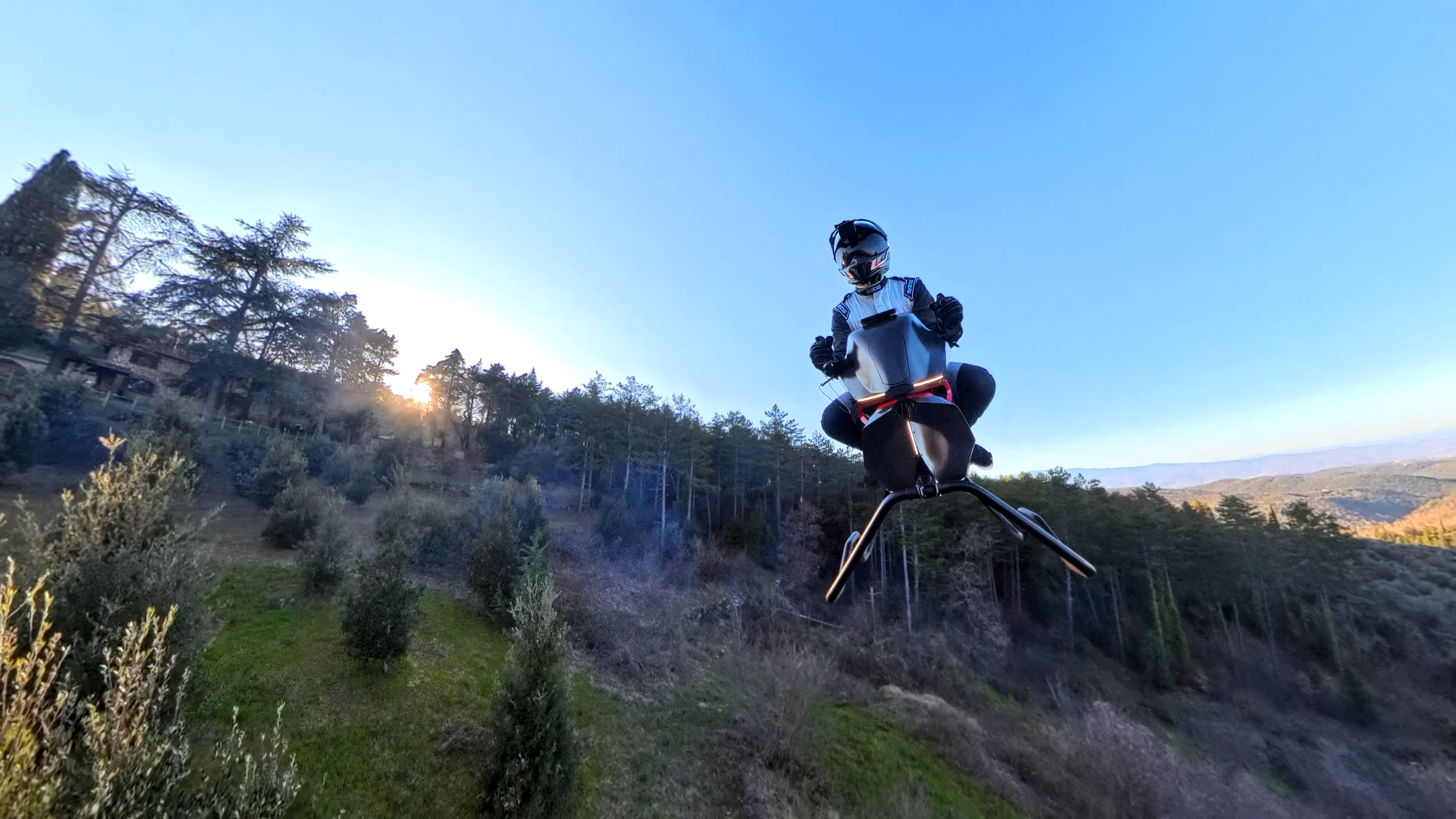 First Flying Motorcycle The first flight of the flying motorcycle was successful